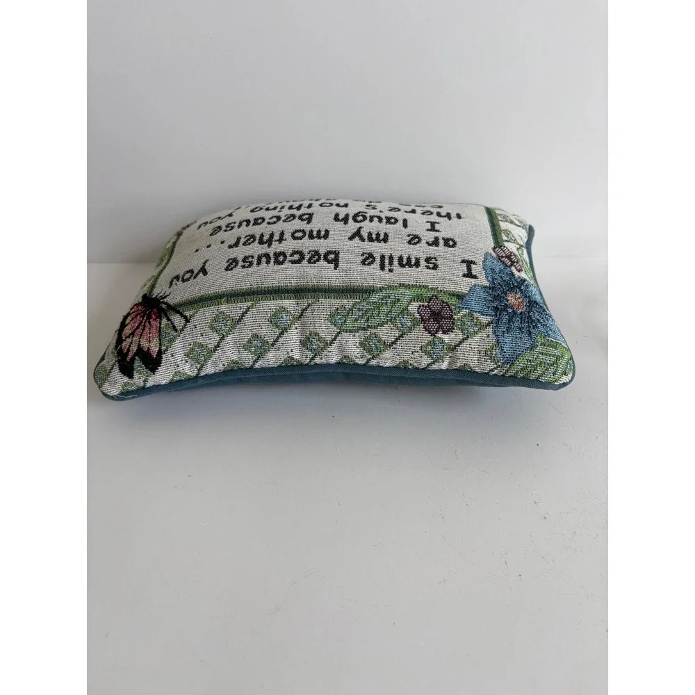 Vintage Style Woven Tapestry Funny Mother Quote Mini Throw Pillow Floral 12x8